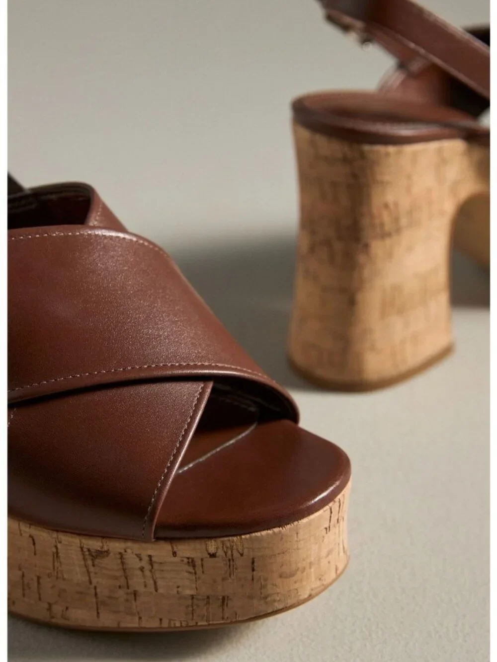 Anthropologie Brown Cross-Strap Woven Platform Sandals Size EU 40 US 9-9.5